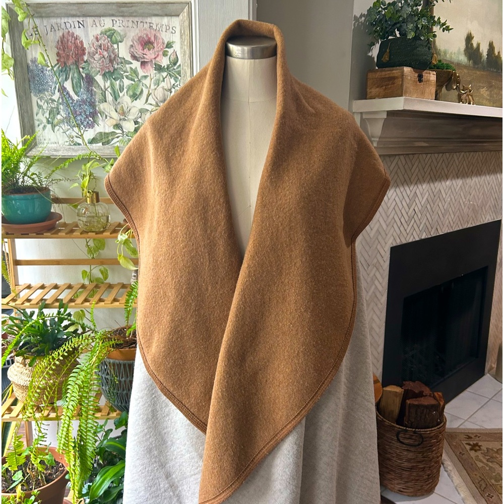 Anthropologie wrap cape brown and cream bohemian vibe